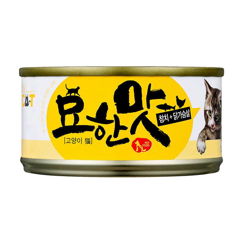[바이캔] 묘한맛 고양이 간식캔 참치+닭가슴살 80g x 10캔