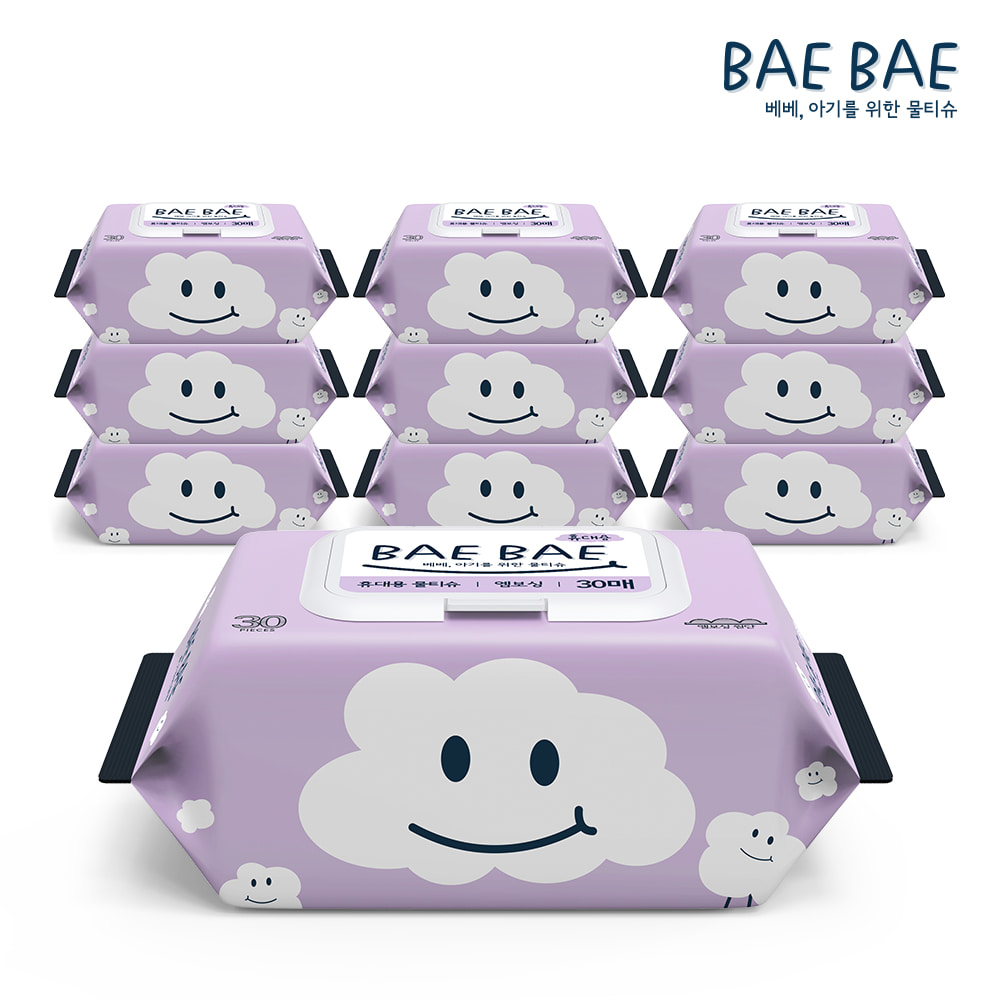 BAEBAE(베베) 아기물티슈 휴대용 캡형 30매 10팩/20팩
